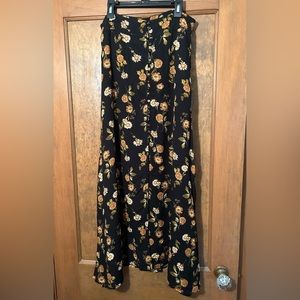 NWT Floral Black Maxi Skirt